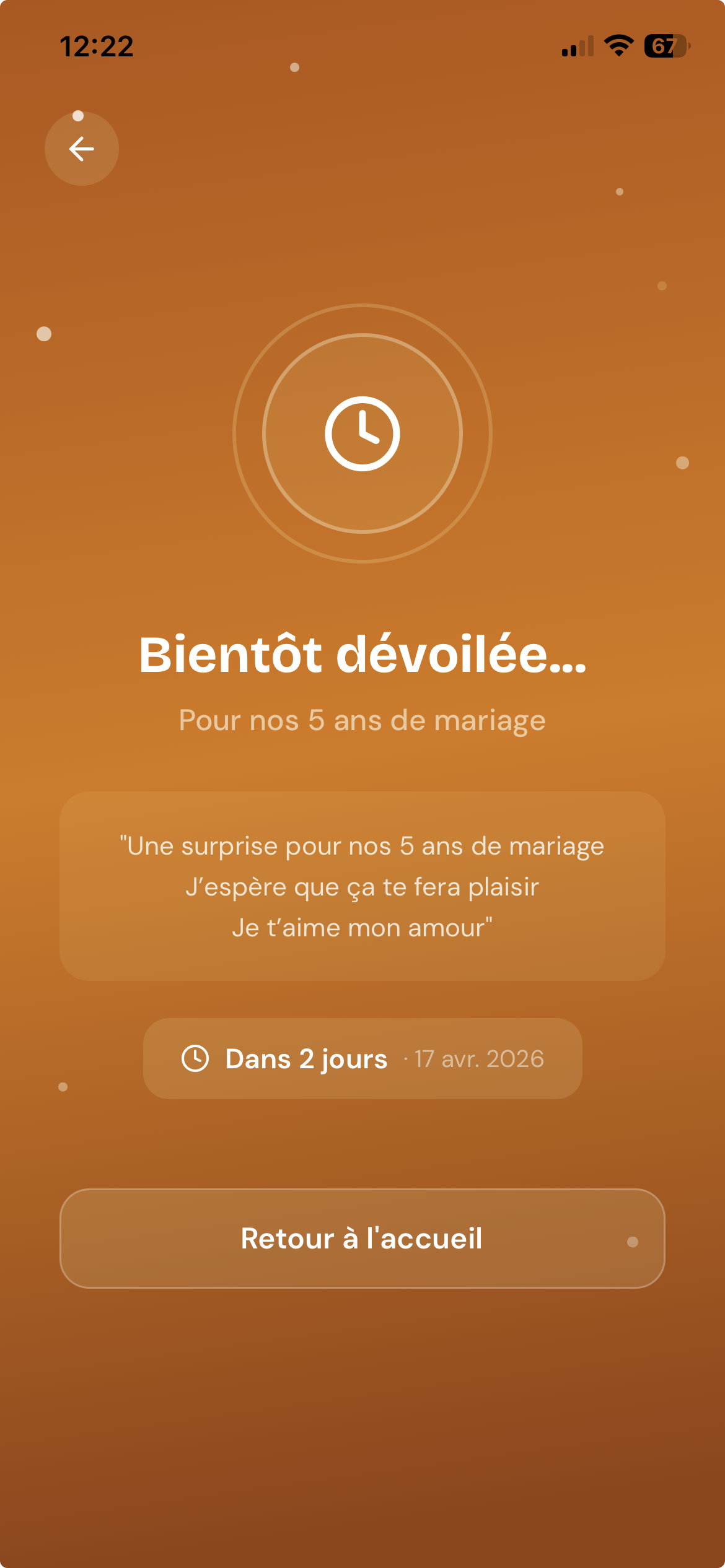 Capsule scellée avec compte à rebours